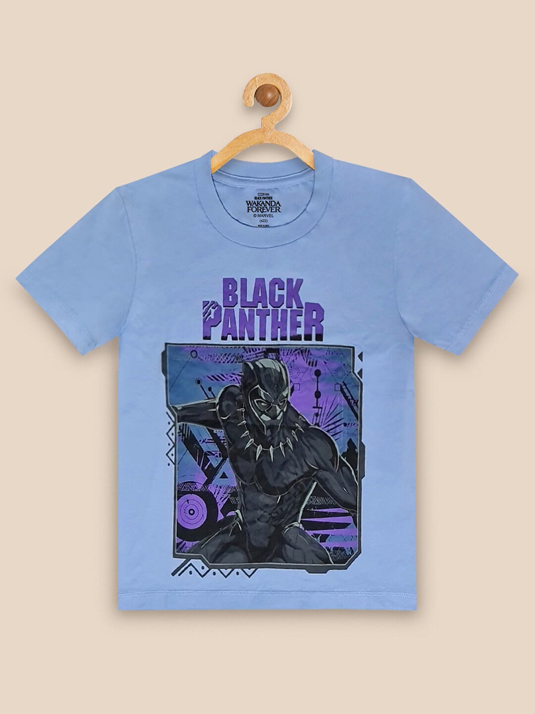 

Kids Ville Boys Blue Black Panther Print Pure Cotton T-shirt