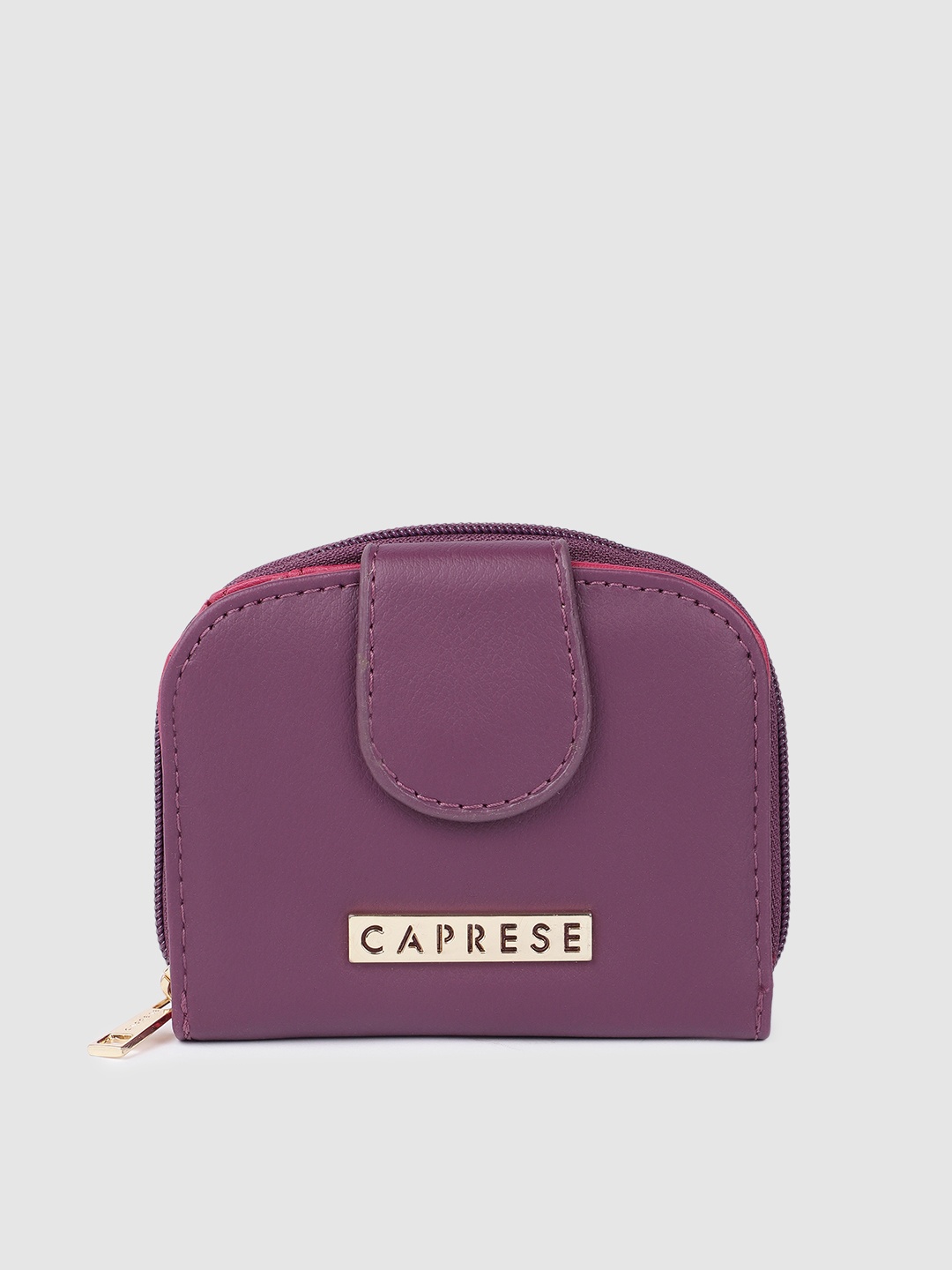 

Caprese Women Solid Zip Around Wallet, Purple