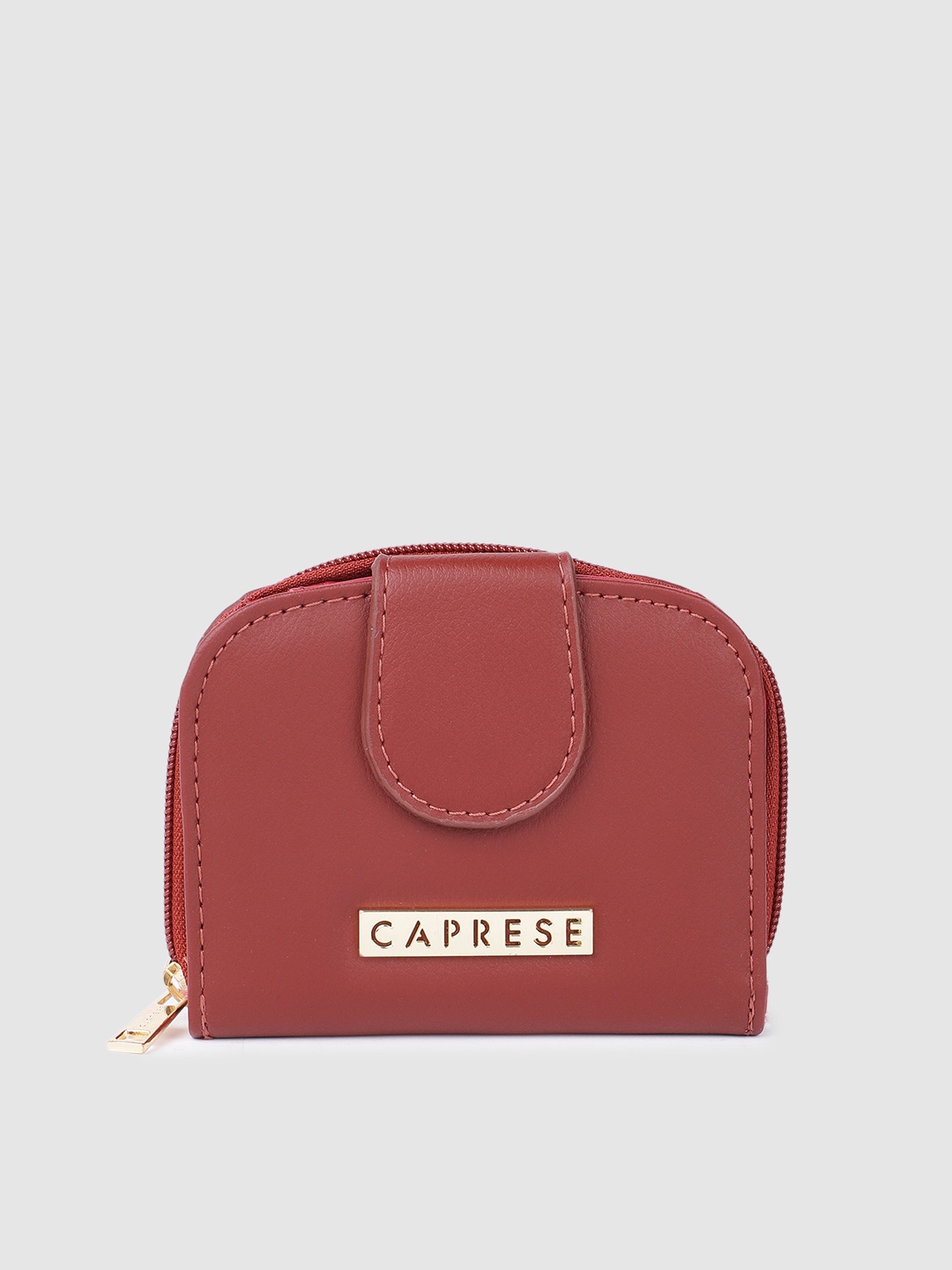 

Caprese Women Solid Zip Around Wallet, Maroon