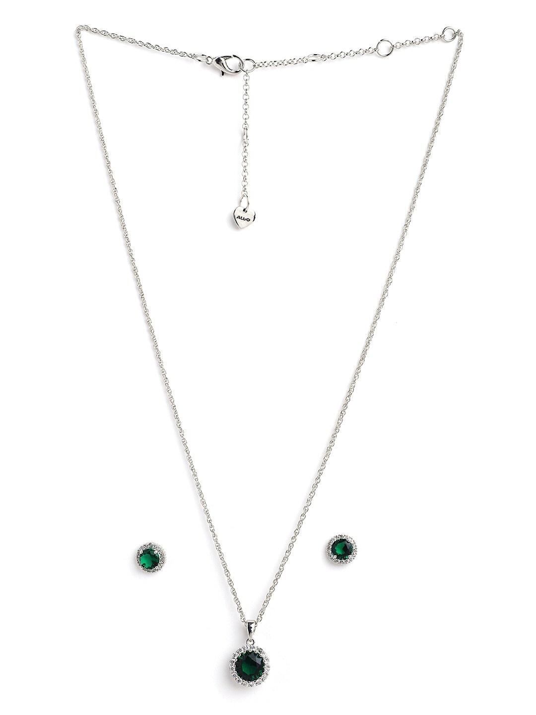 

ALDO Women Green & Silver-Toned Chain With Studs