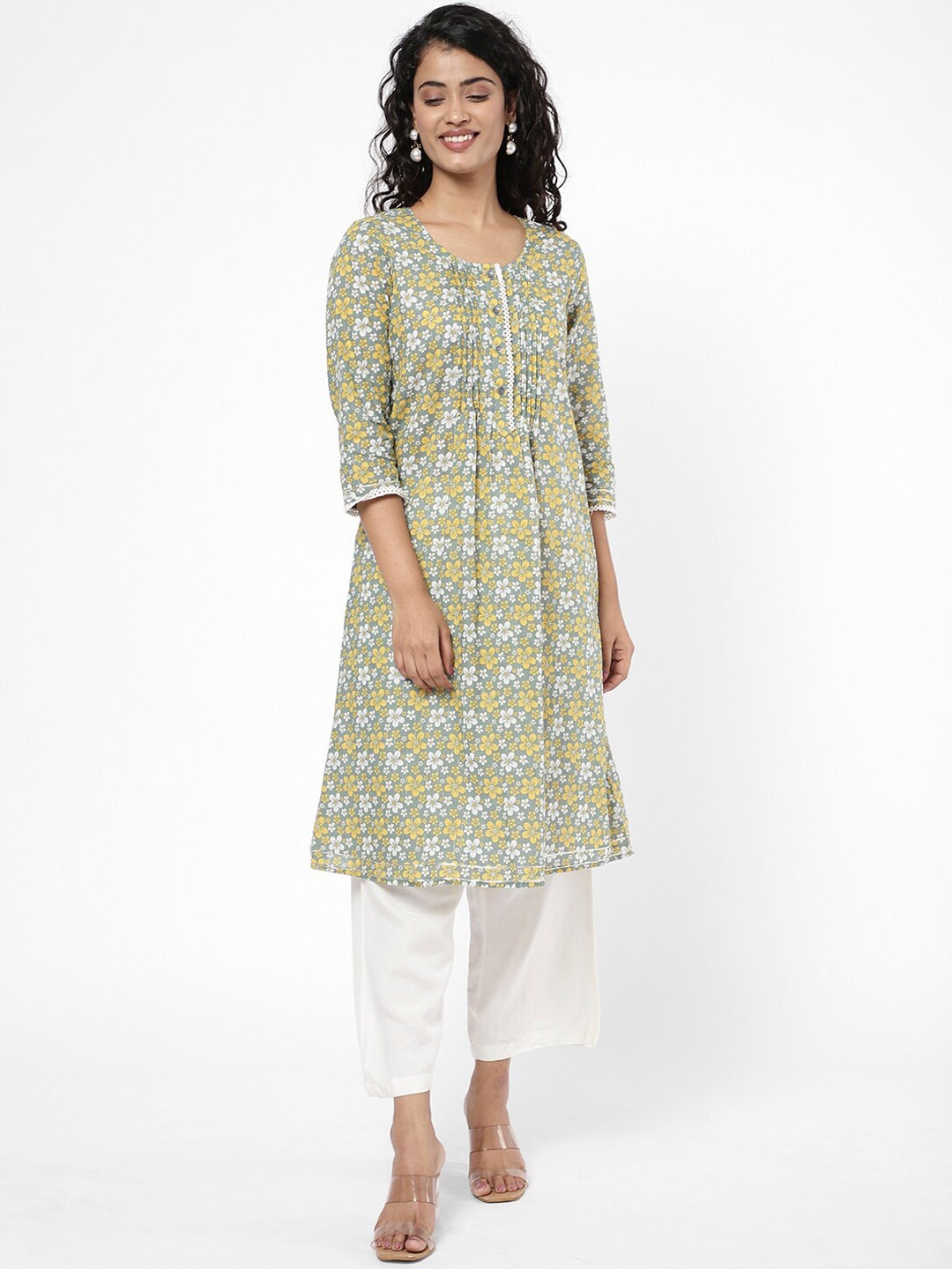 

R&B Women Yellow Ethnic Motifs Printed Kurta