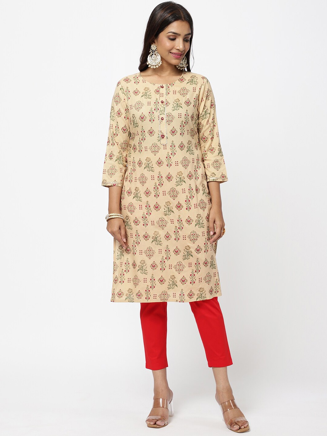 

R&B Women Beige Ethnic Motifs Printed Kurta