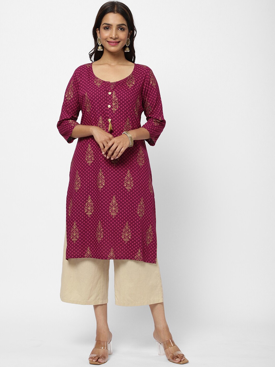 

R&B Women Magenta Ethnic Motifs Printed Kurta