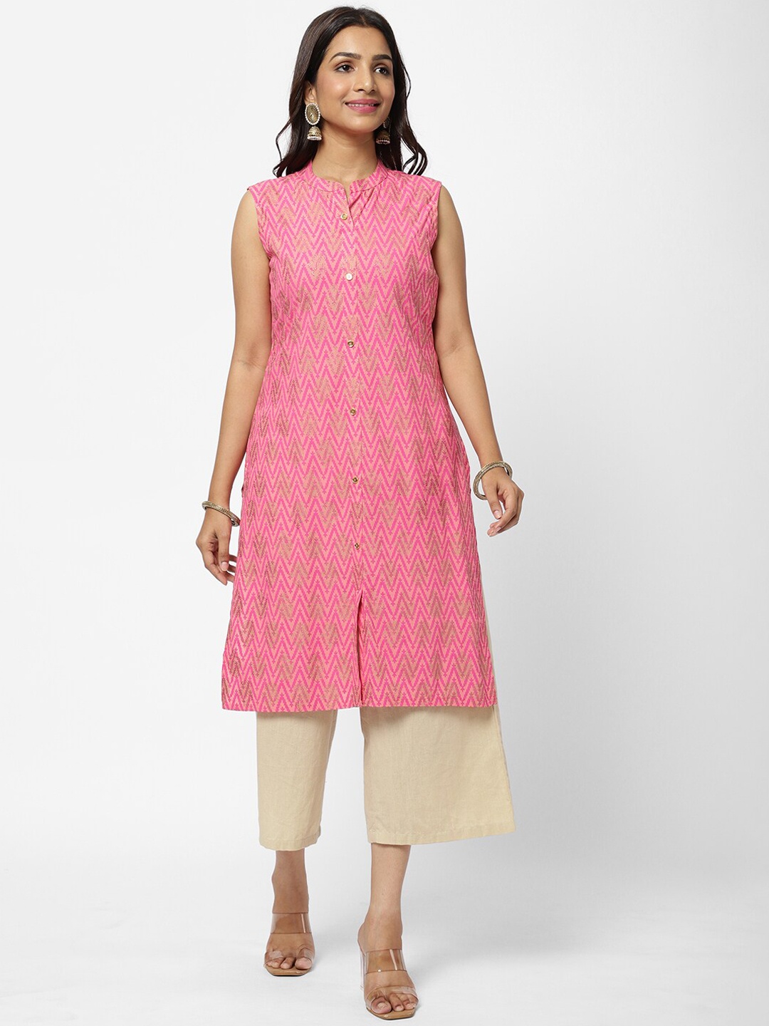 

R&B Women Coral Geometric Printed Kurta