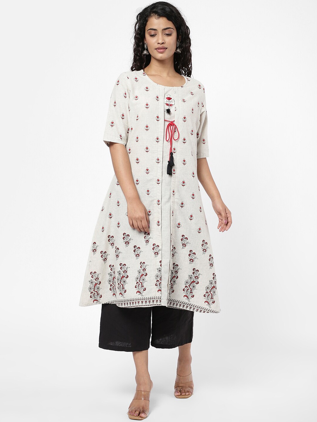 

R&B Women Grey Floral Printed Kurta