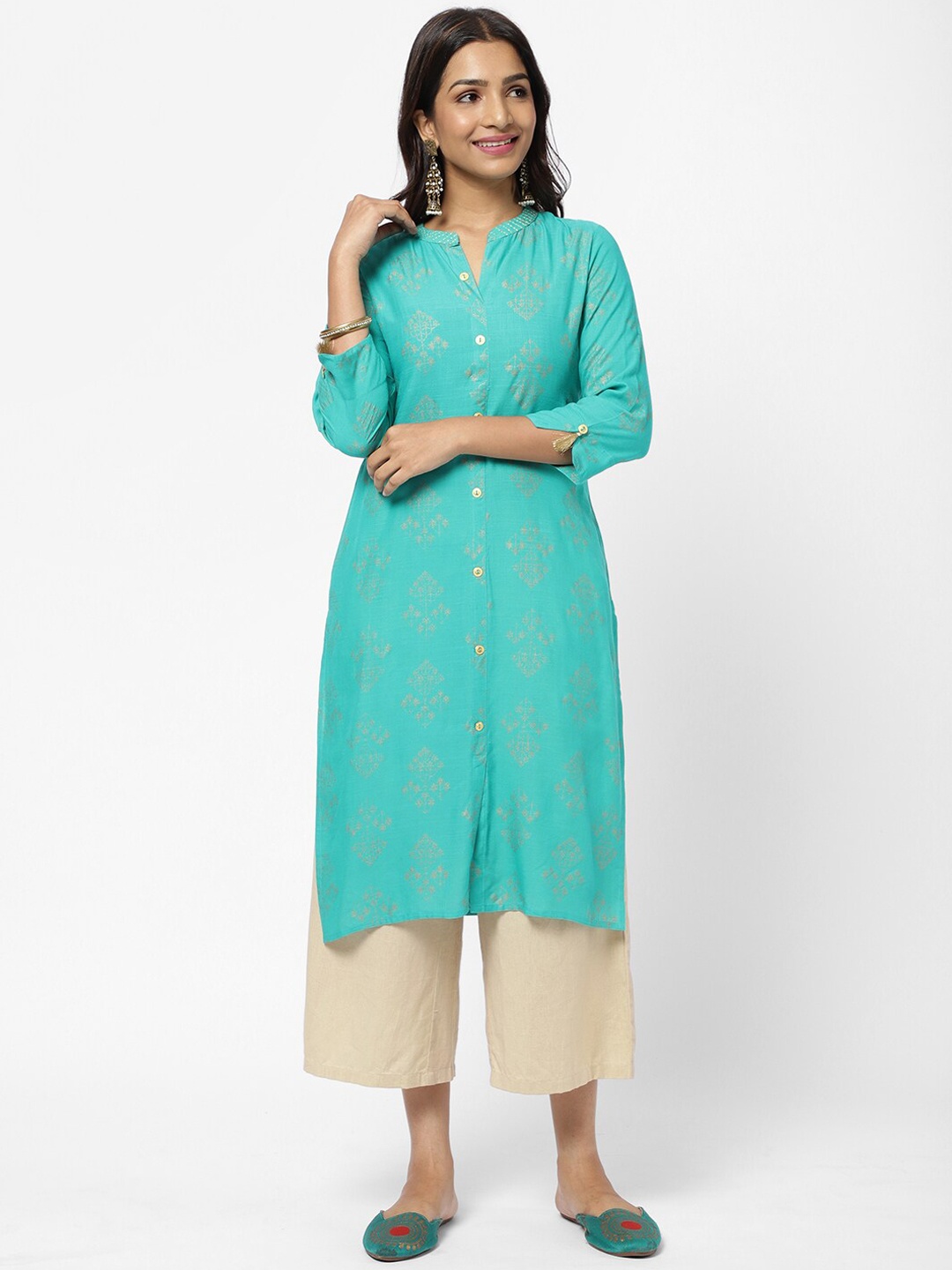 

R&B Women Blue Ethnic Motifs Printed Kurta