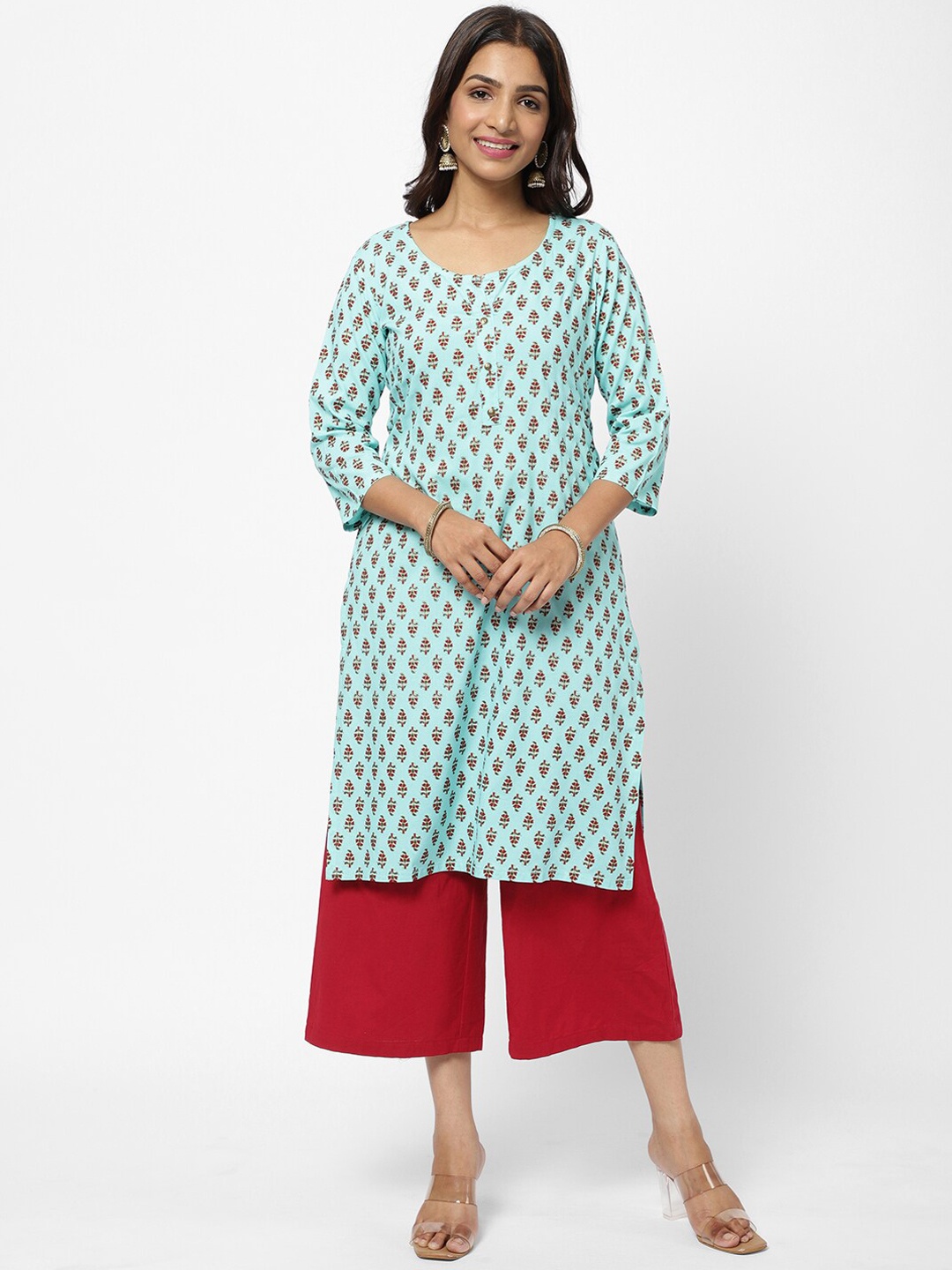 

R&B Women Blue & Maroon Floral Printed Kurta