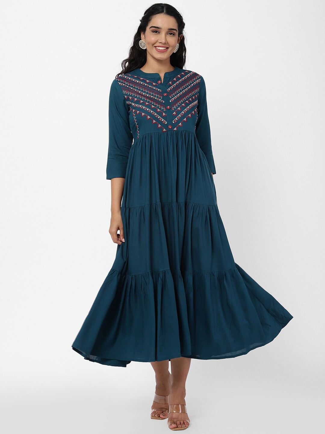 

R&B Women Blue Geometric Embroidered Anarkali Kurta