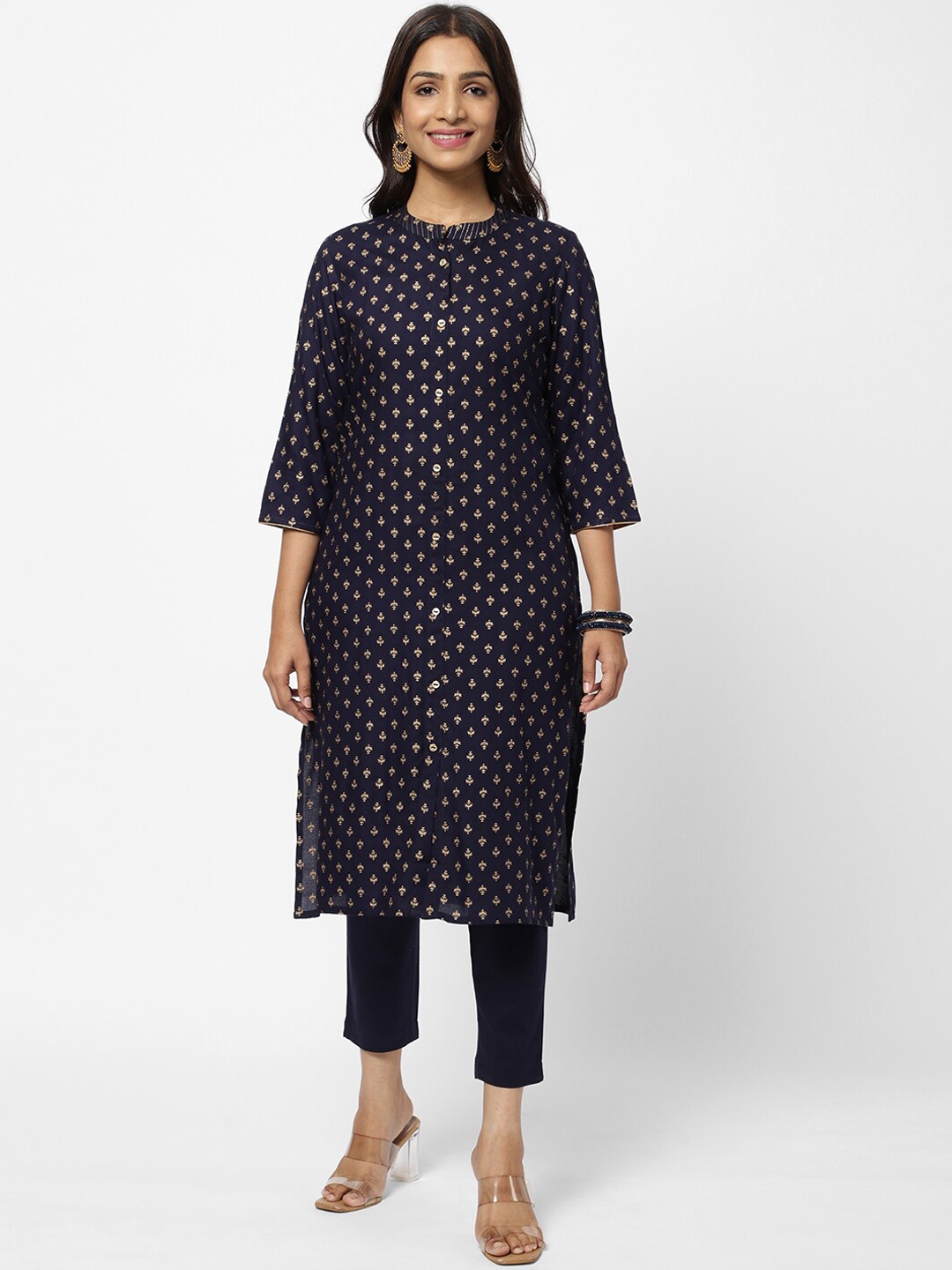 

R&B Women Blue Ethnic Motifs Printed Kurta