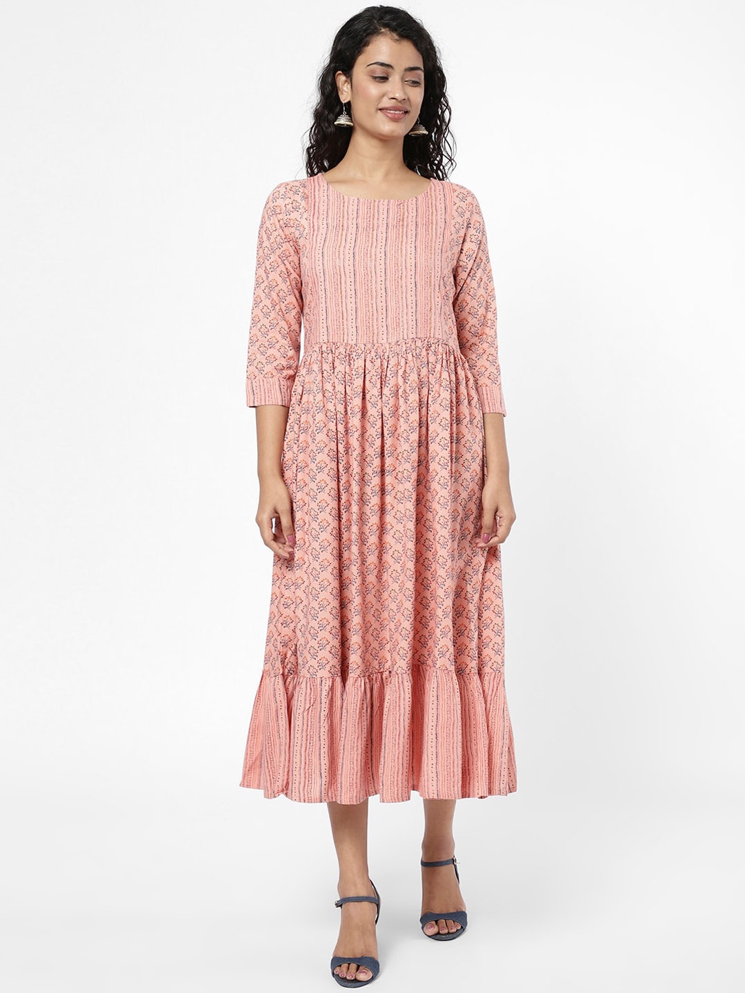

R&B Women Peach-Coloured Floral Maxi Dress