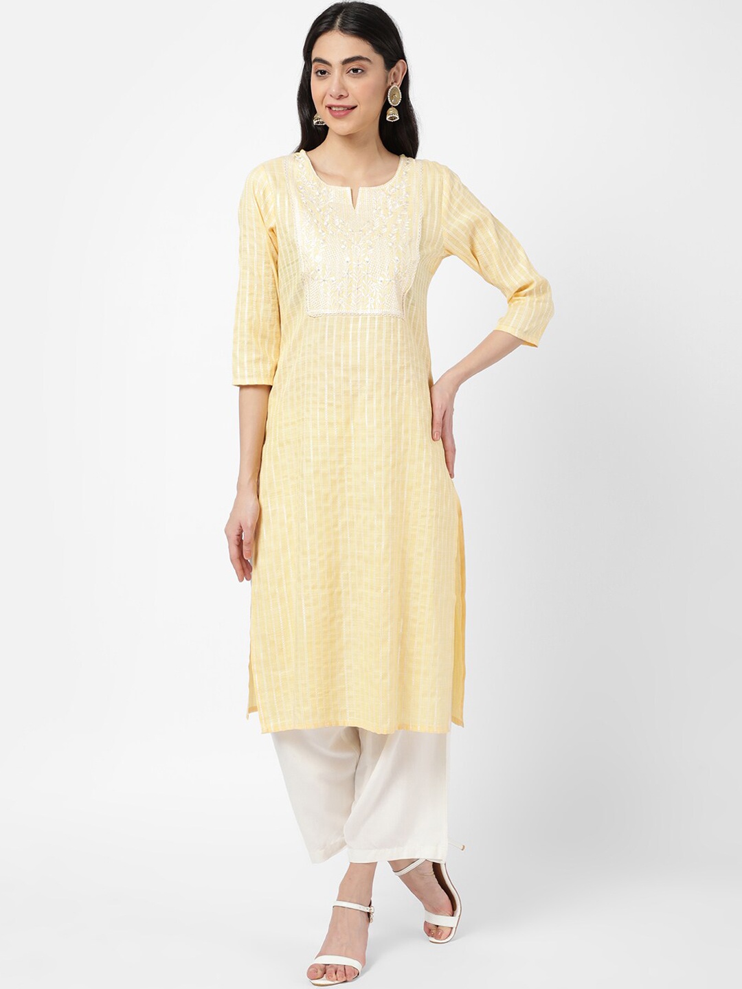 

R&B Women Yellow Thread Work Kurta