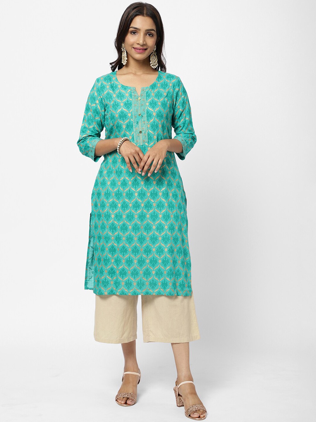 

R&B Women Green Ethnic Motifs Printed Kurta