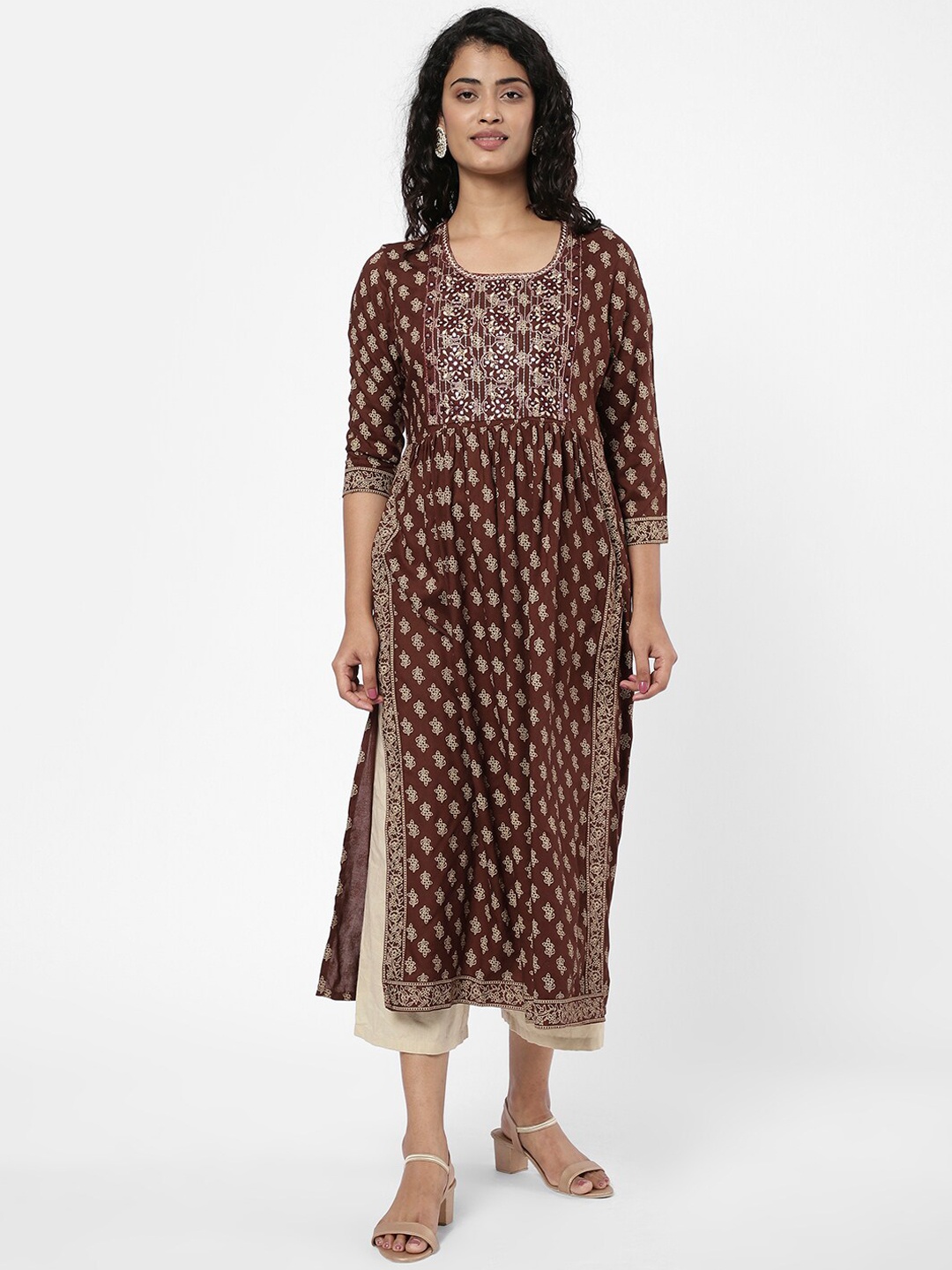 

R&B Women Brown Ethnic Motifs Printed Kurta