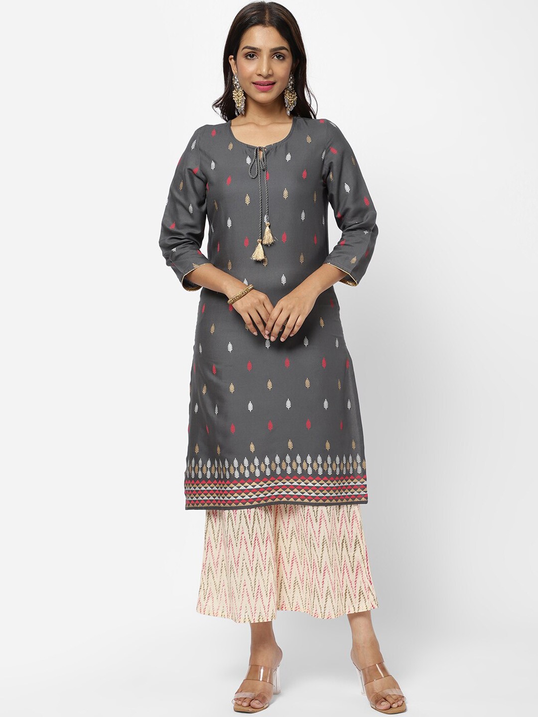 

R&B Women Grey Ethnic Motifs Printed Kurta