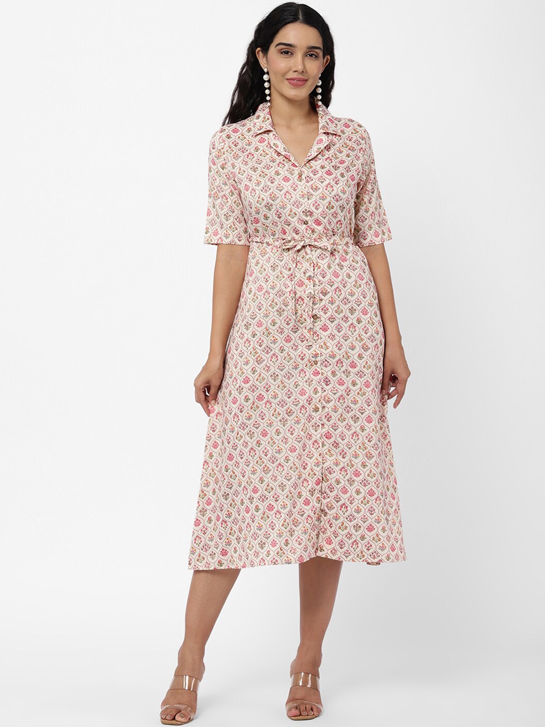 

R&B Pink Floral Printed Shirt Dress