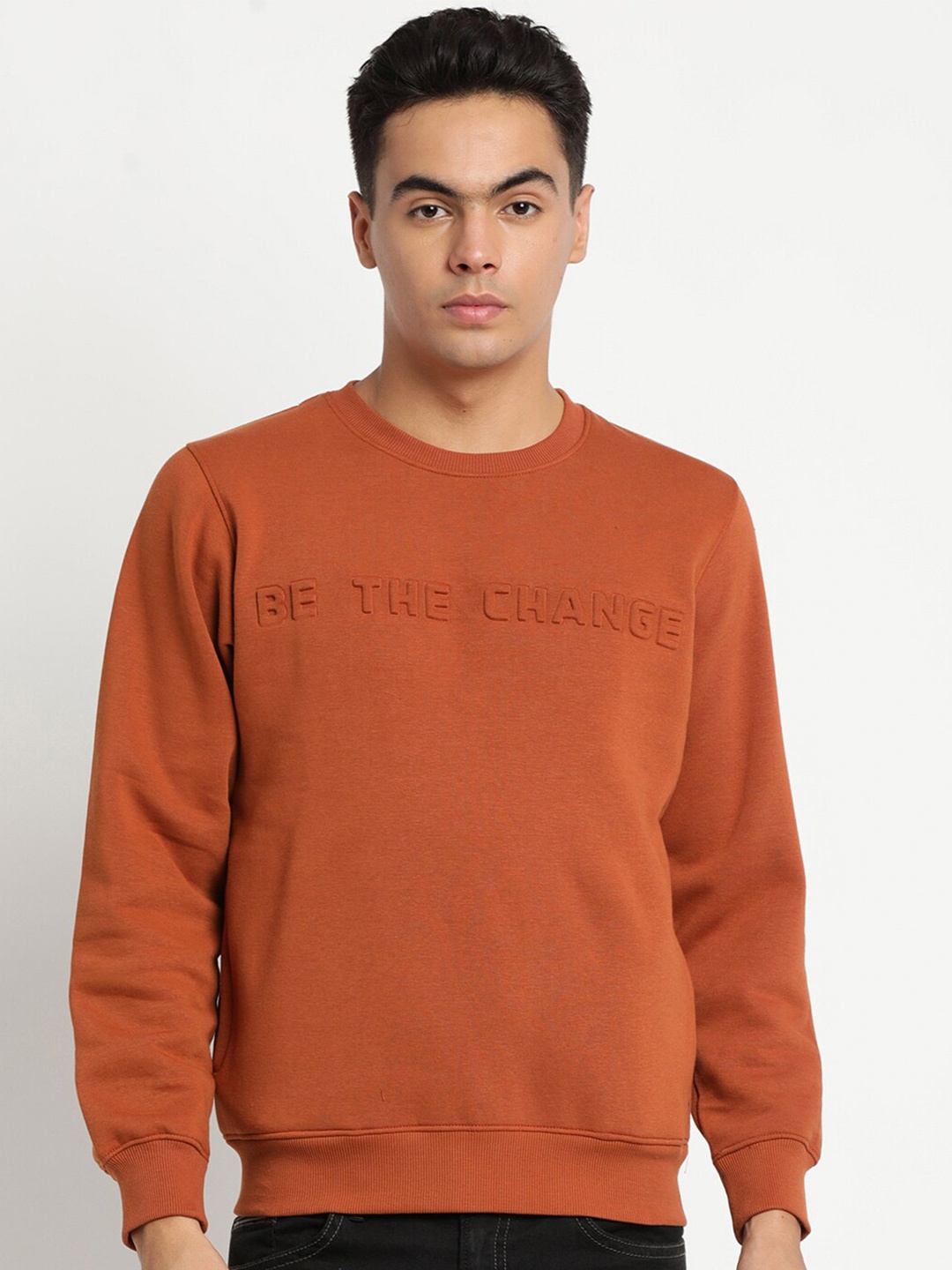

Turtle Round Neck Cotton Sweatshirt, Rust
