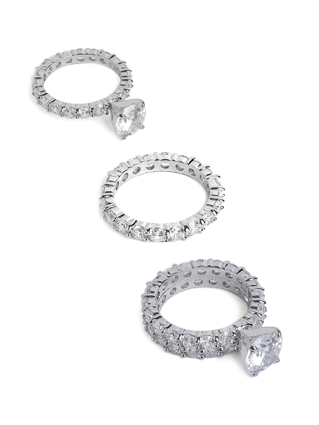 

ALDO Set of 3 Silver-Toned Stone-Studded Finger Ring