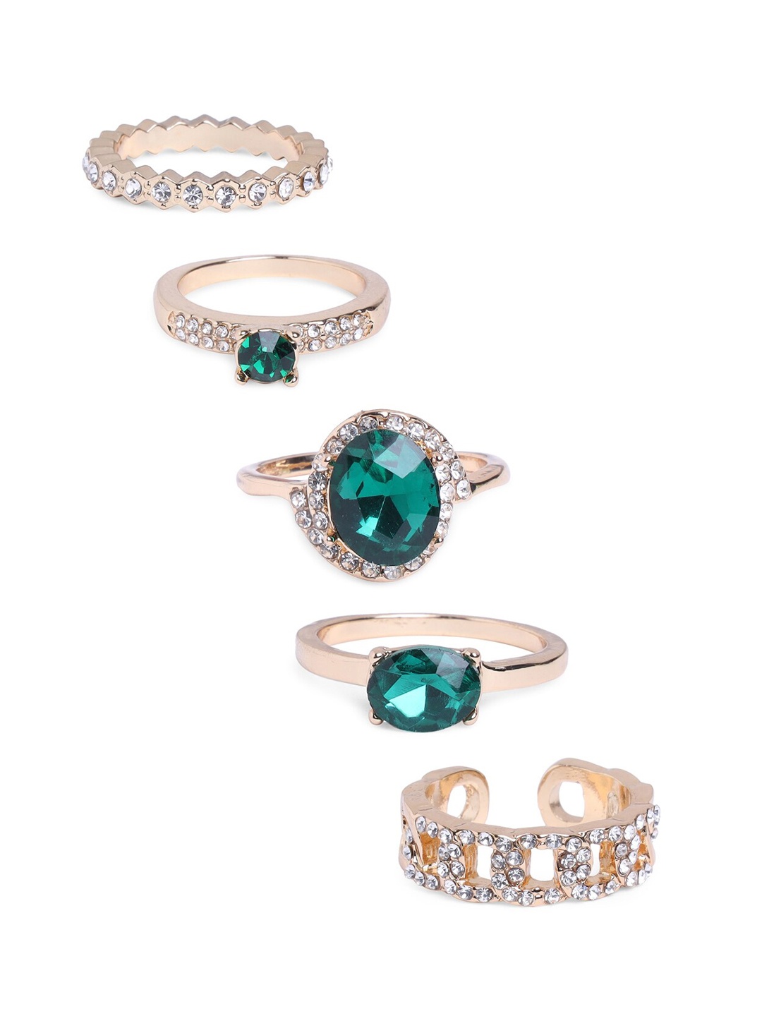 

ALDO Set Of 5 Stone Studded Finger Ring, Rose gold