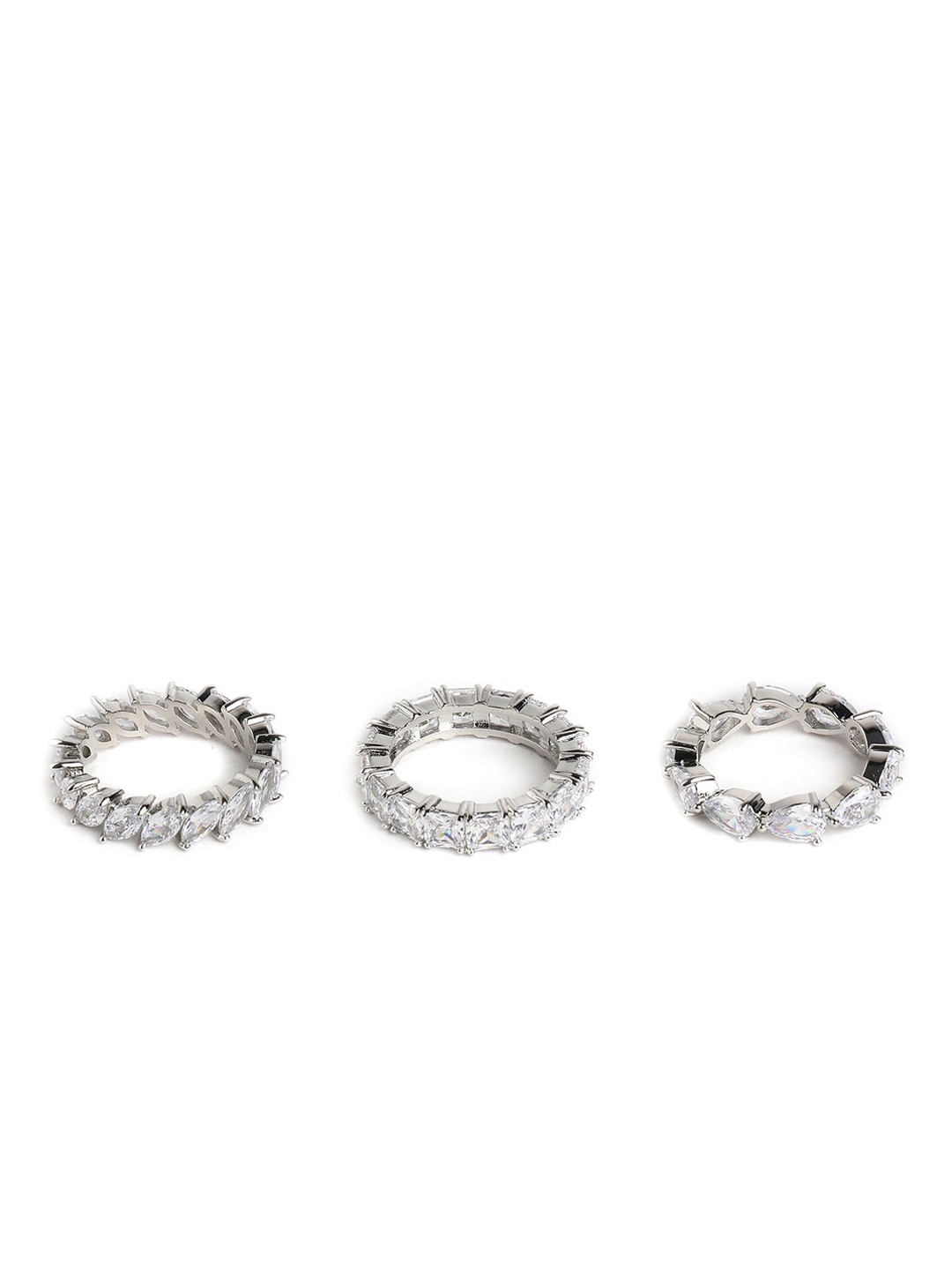 

ALDO Set of 3 Stone-studded Finger Ring, Silver