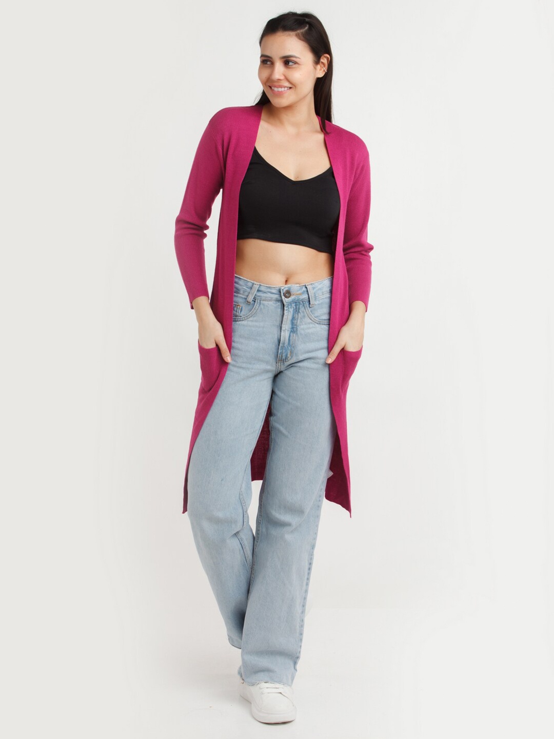 

Zink London Women Pink Longline Shrug