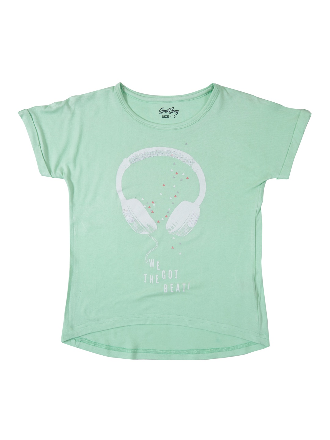 

Gini and Jony Girls Green Printed Round Neck T-shirt