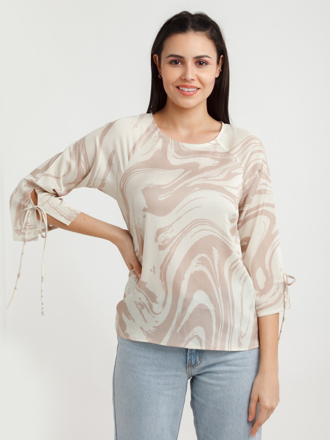 

Zink London Beige & Pink Tie and Dye Top