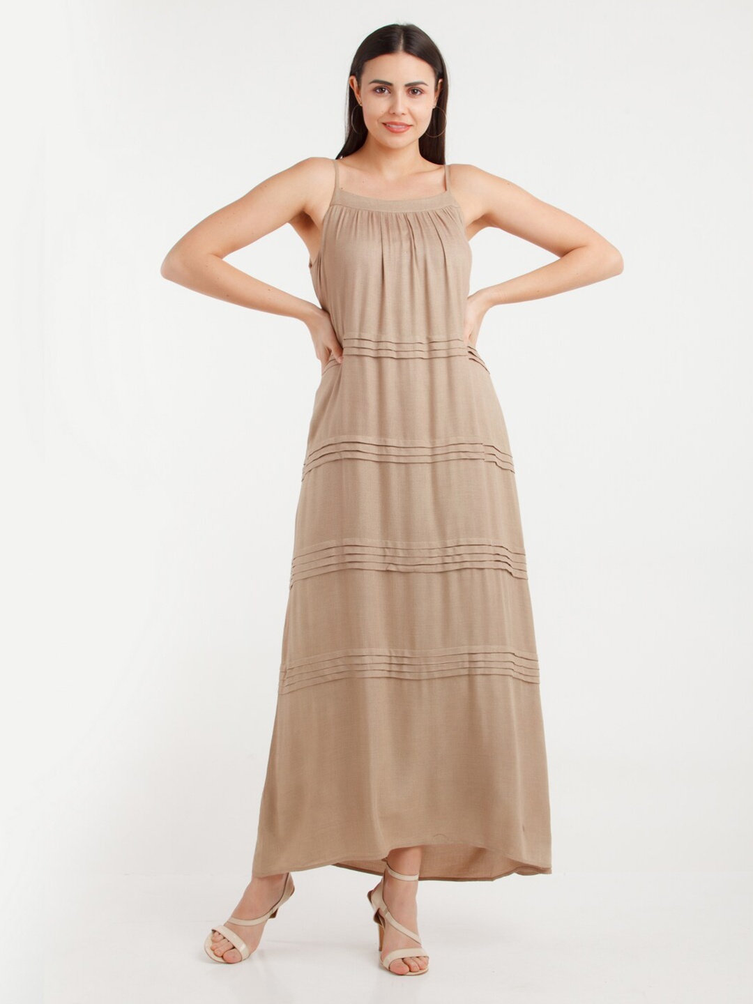 

Zink London Shoulder Straps Maxi Dress, Brown