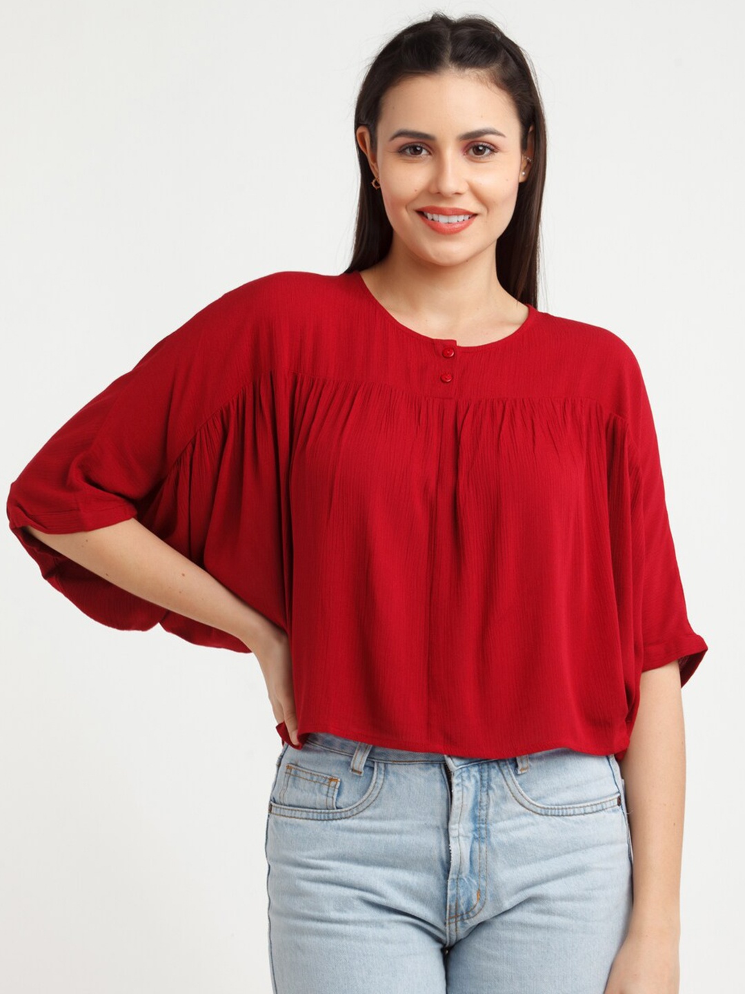 

Zink London Maroon Cape Top