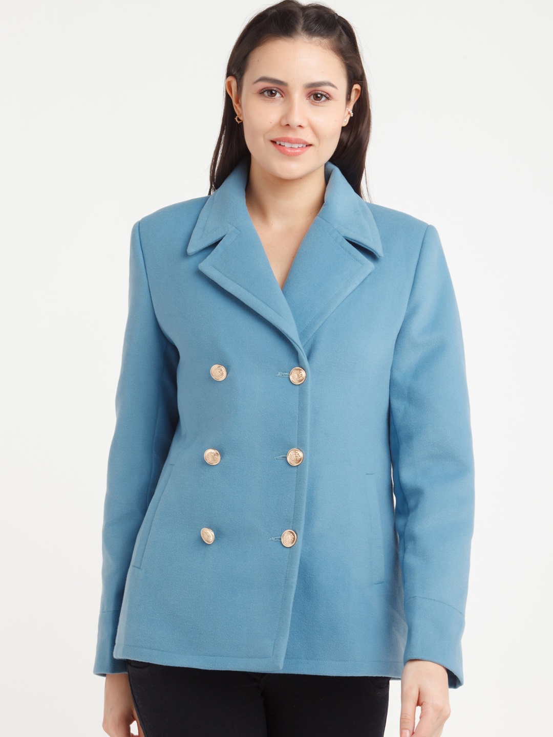 

Zink London Women Blue Double-Breasted Blazer