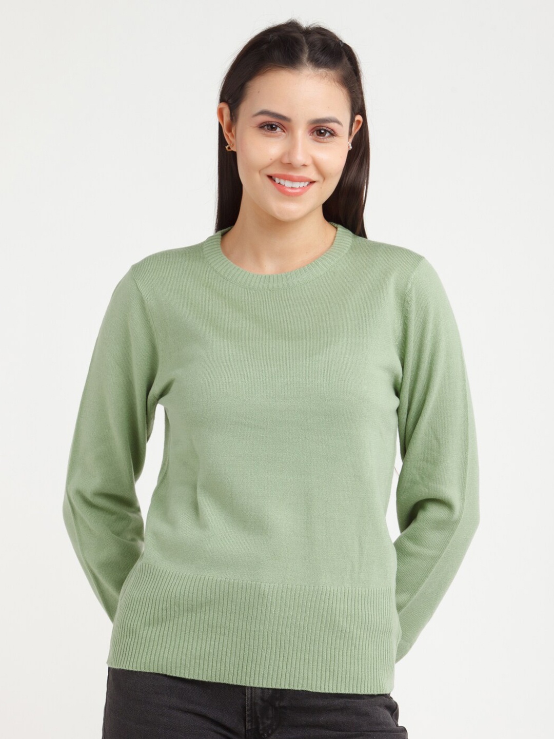 

Zink London Women Green Woolen Pullover Sweater
