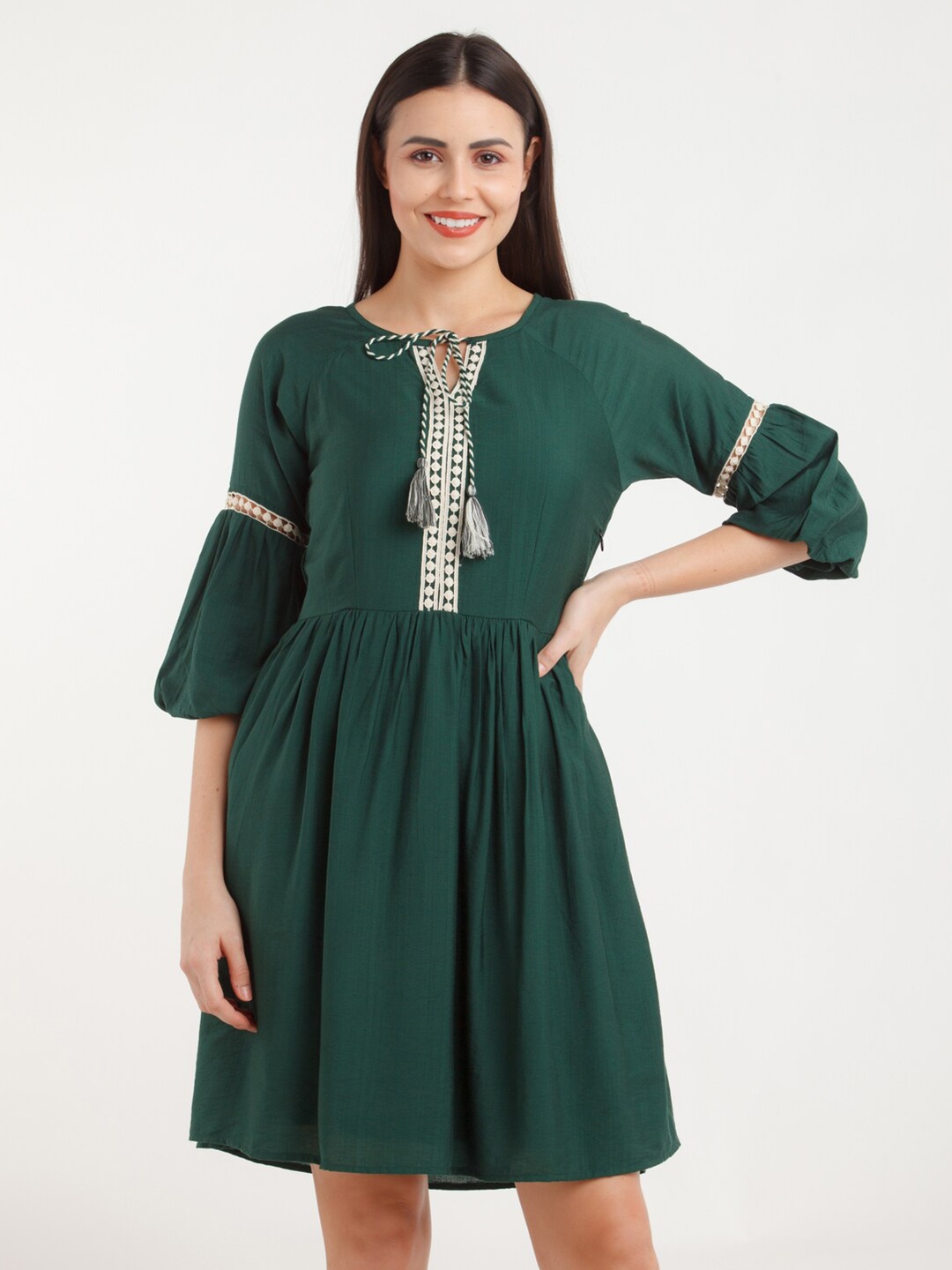 

Zink London Fit and Flare Dress, Green