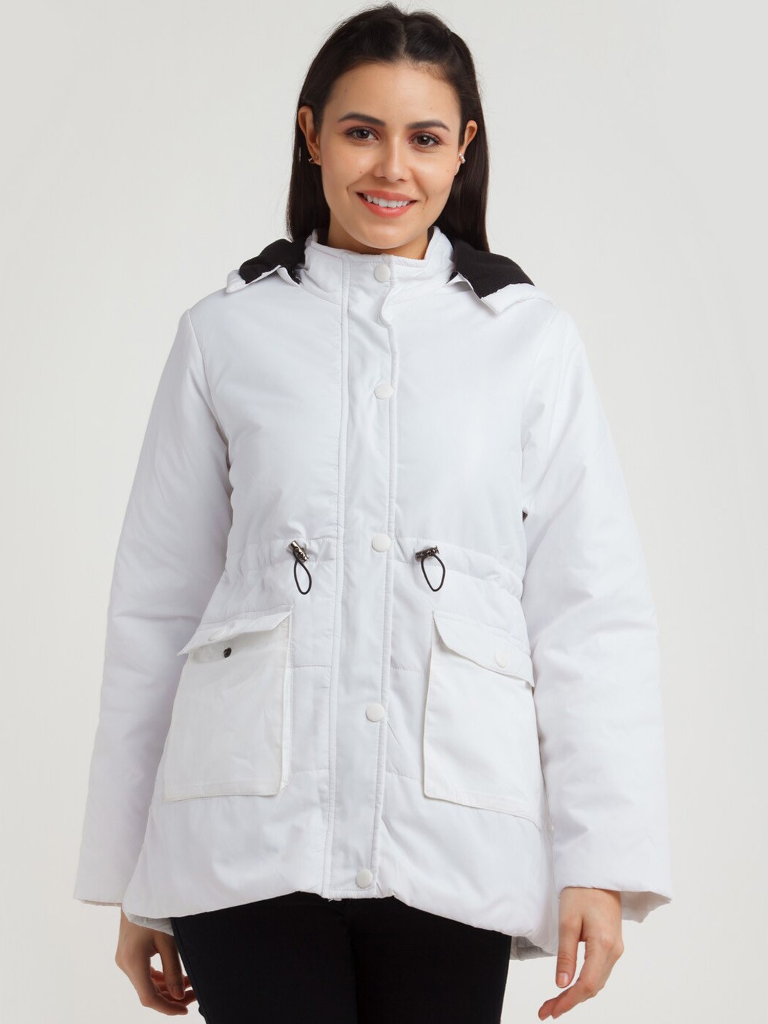 

Zink London Women White Bomber Jacket