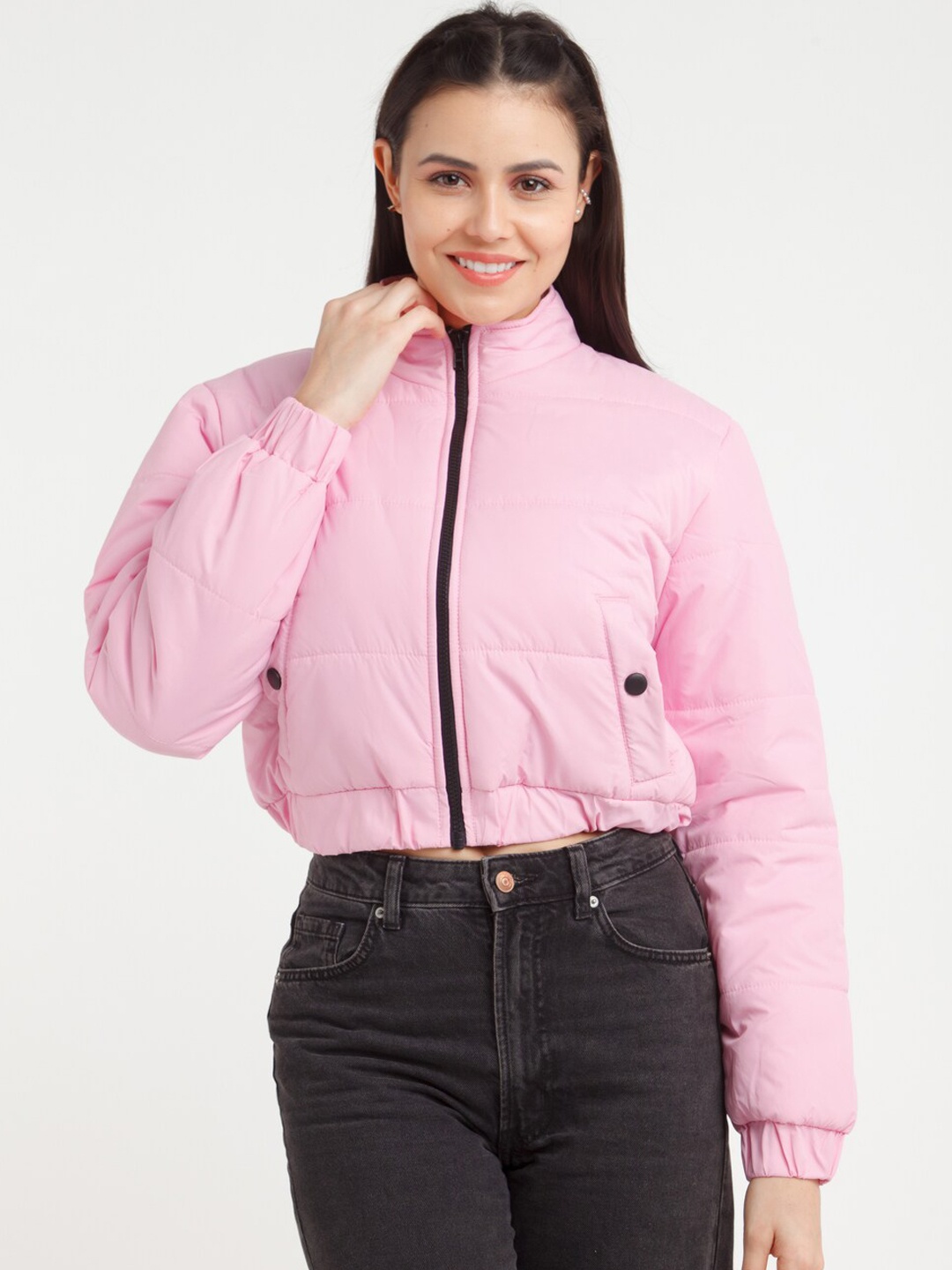 

Zink London Women Pink Crop Padded Jacket