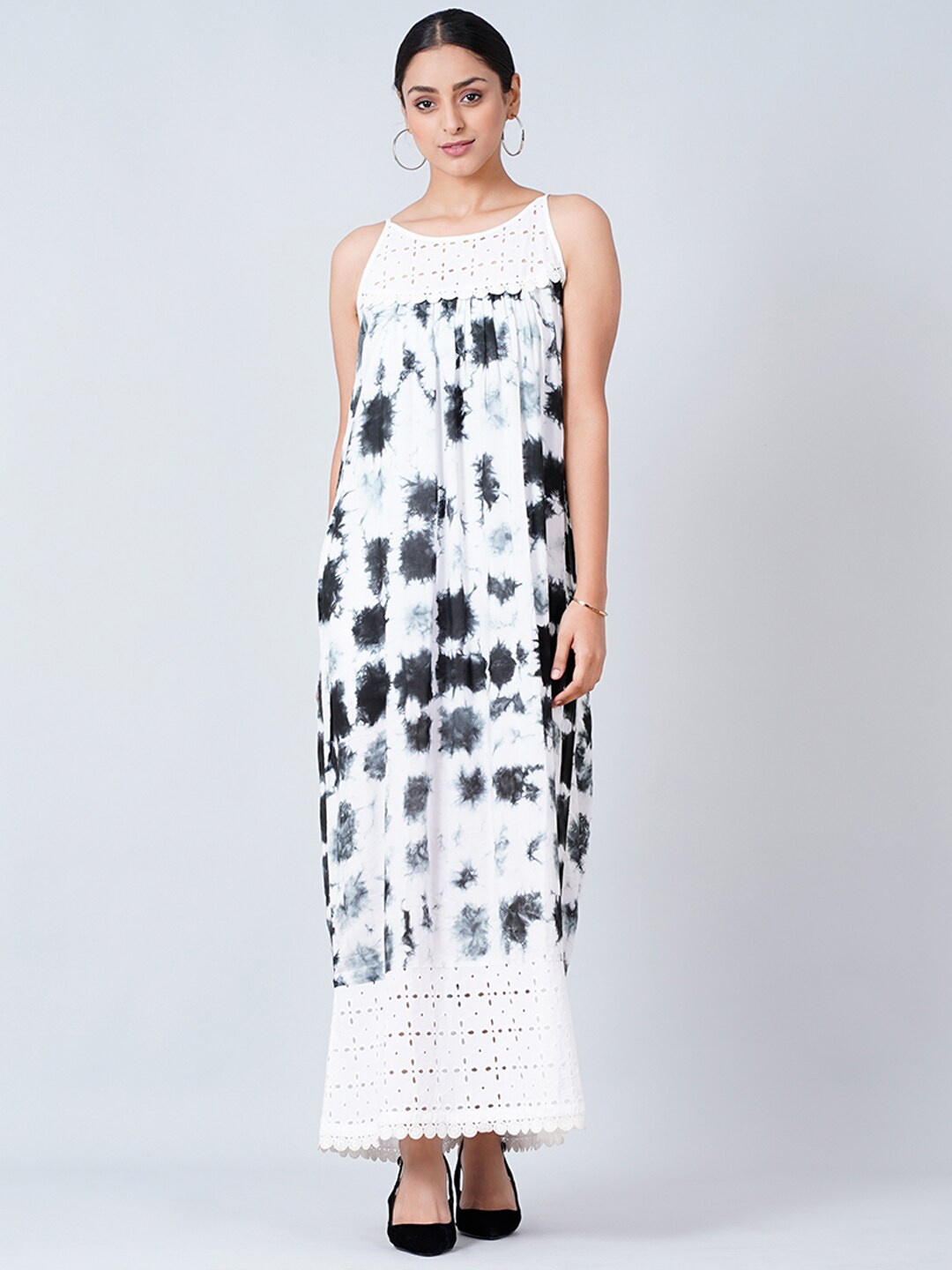 

First Resort by Ramola Bachchan Women White Tie and Dye Cotton Maxi Dress