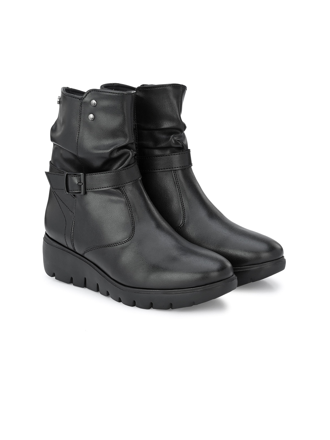 

Delize Women Black Solid Vegan Leather Regular Boots