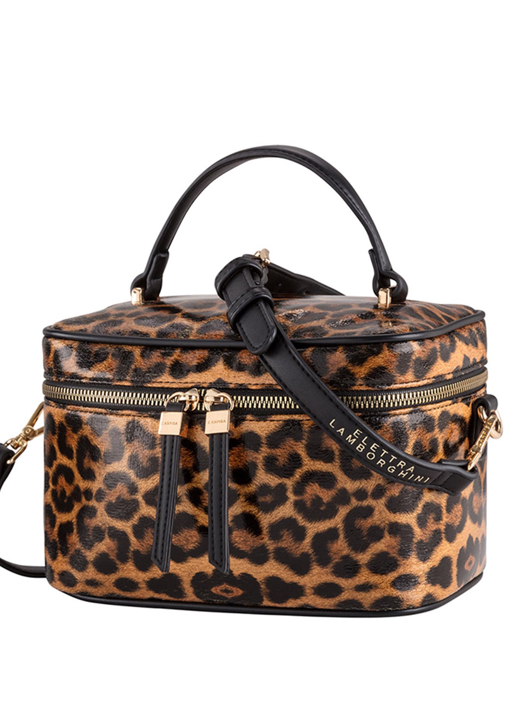 

CARPISA Brown Animal Printed Structured Handheld Bag