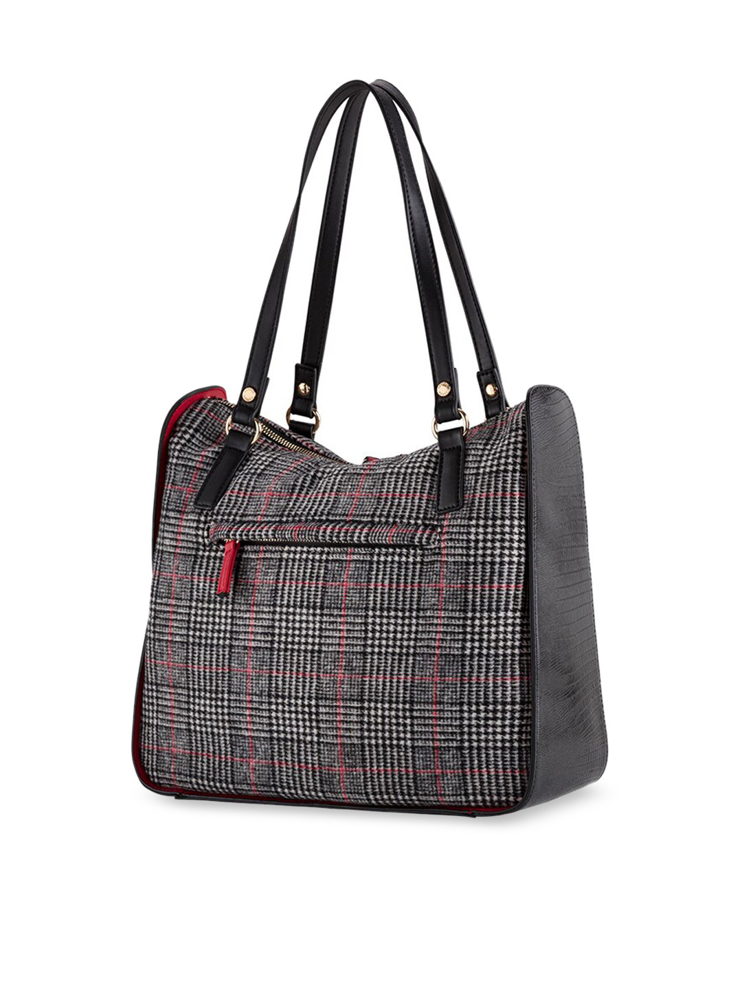 

CARPISA Black Checked Checked Structured Shoulder Bag