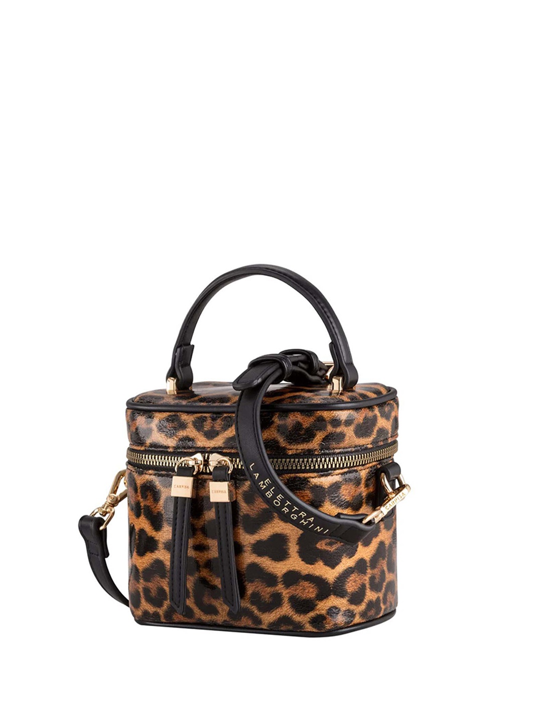 

CARPISA Brown Animal Printed Structured Handheld Bag