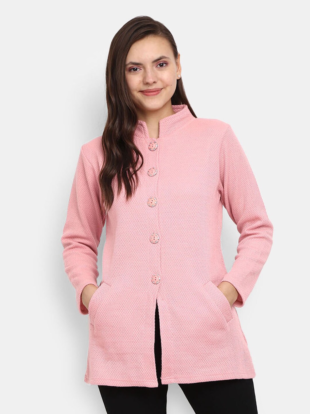 

V-Mart Women Pink Longline Acrylic Cardigan