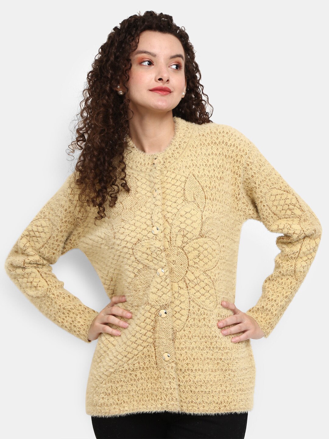 

V-Mart Women Brown Round Neck Cardigan