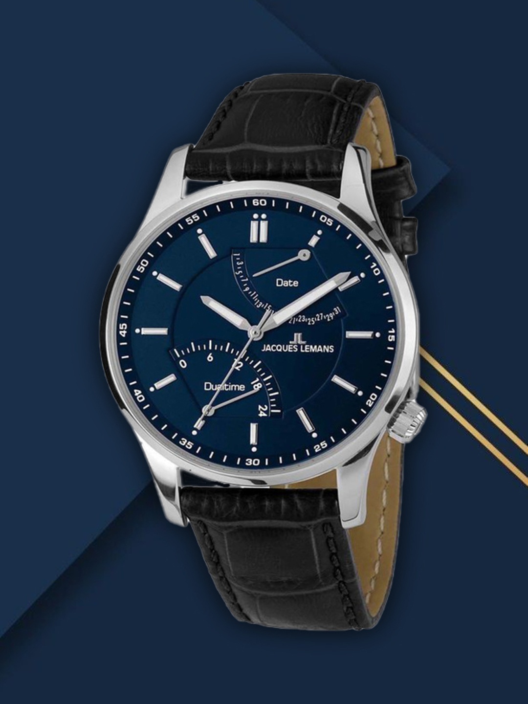 

Jacques Lemans Men Printed Dial & Leather Straps Analogue Multi Function Watch 1-1902B, Black