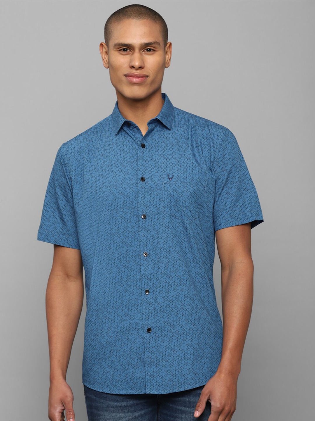 

Allen Solly Men Blue Slim Fit Printed Pure Cotton Casual Shirt