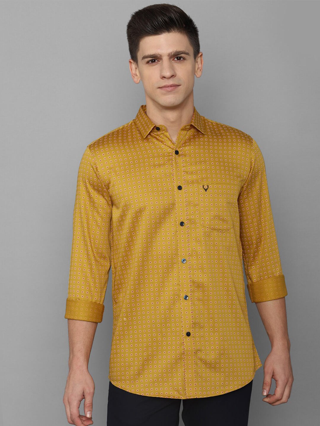 

Allen Solly Men Yellow Slim Fit Printed Pure Cotton Casual Shirt