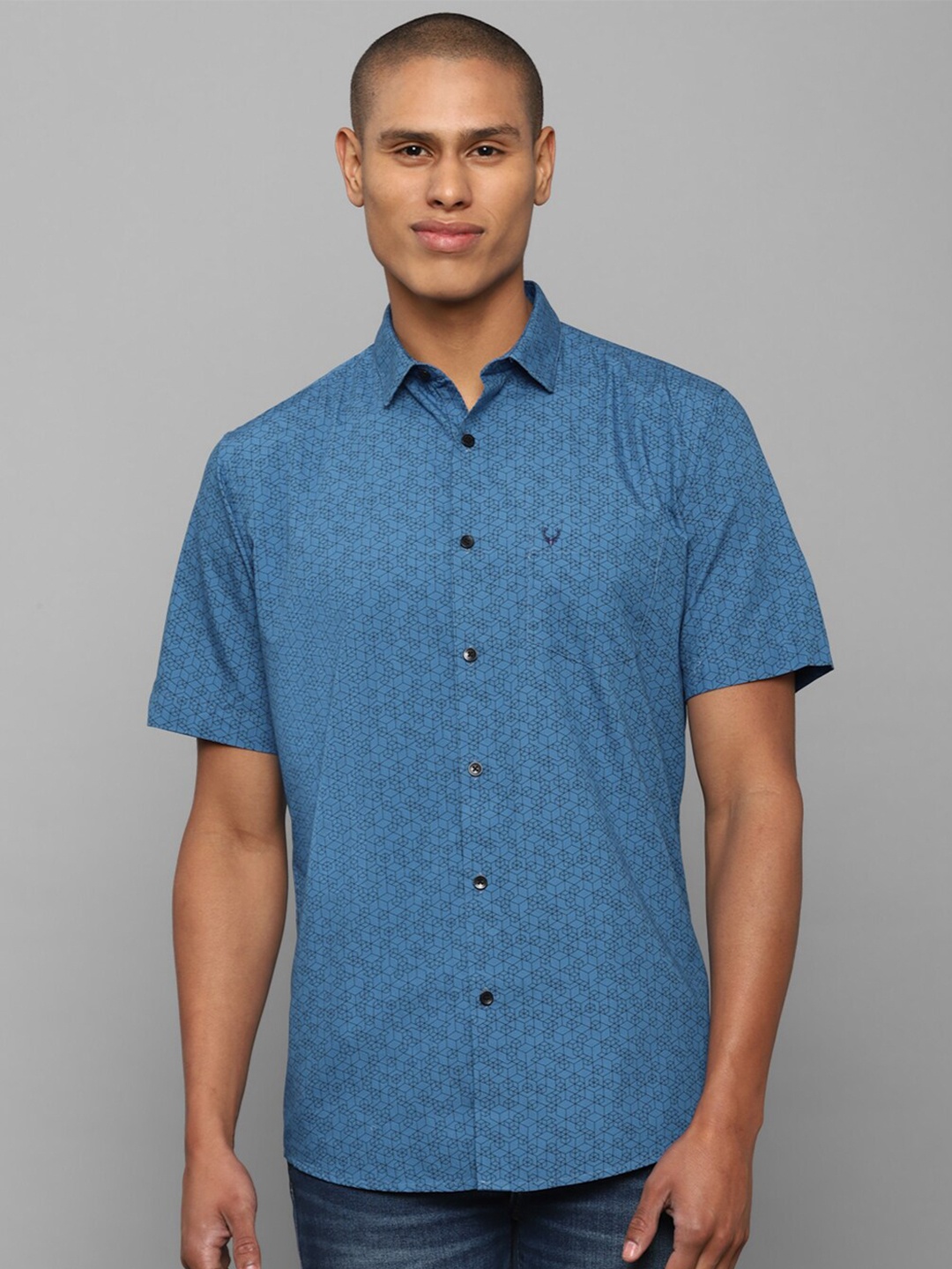 

Allen Solly Men Printed Pure Cotton Slim Fit Casual Shirt, Blue