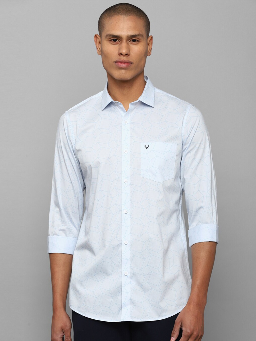

Allen Solly Men Printed Pure Cotton Slim Fit Casual Shirt, Blue