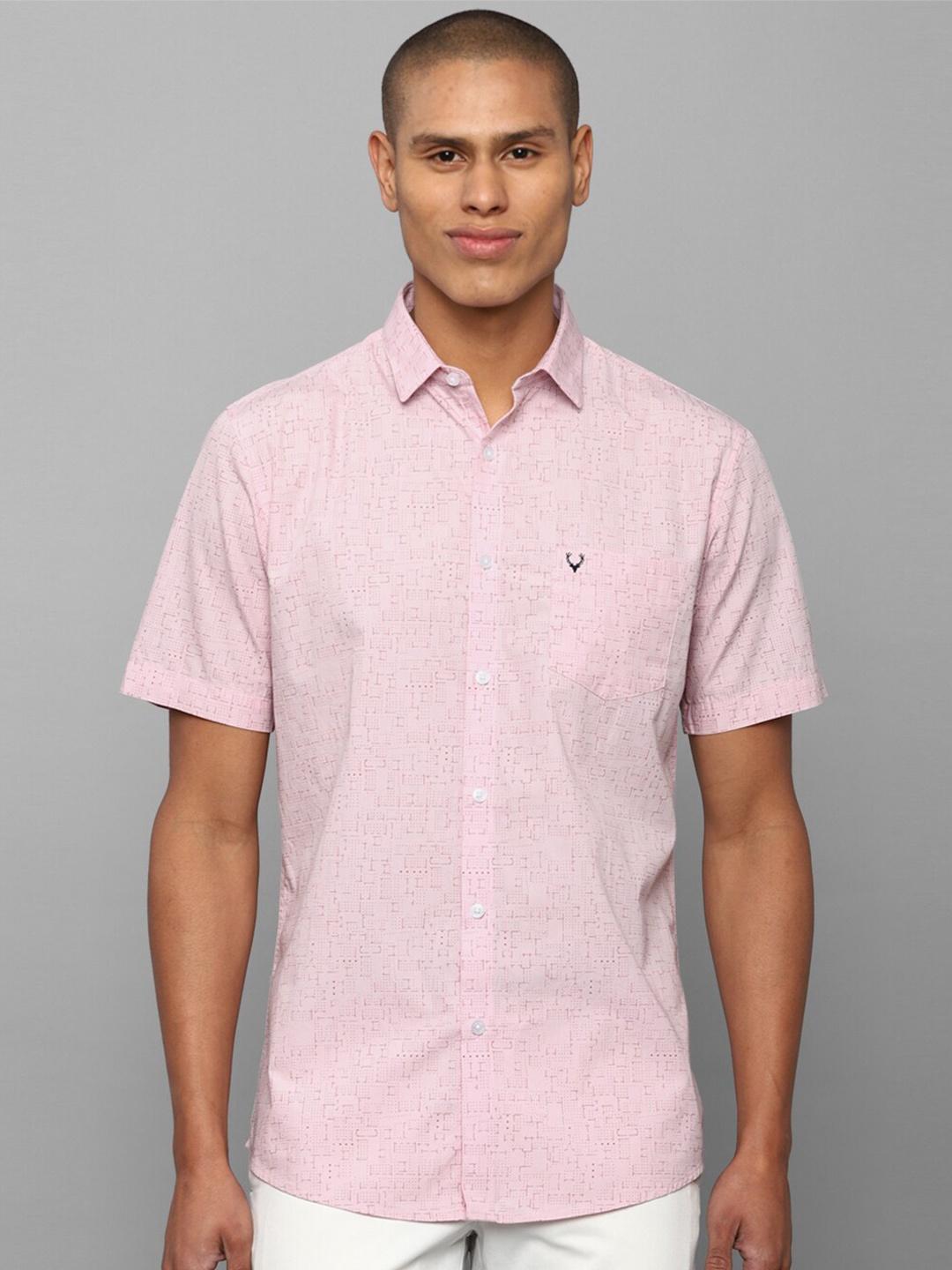 

Allen Solly Men Pink Printed Pure Cotton Slim Fit Casual Shirt