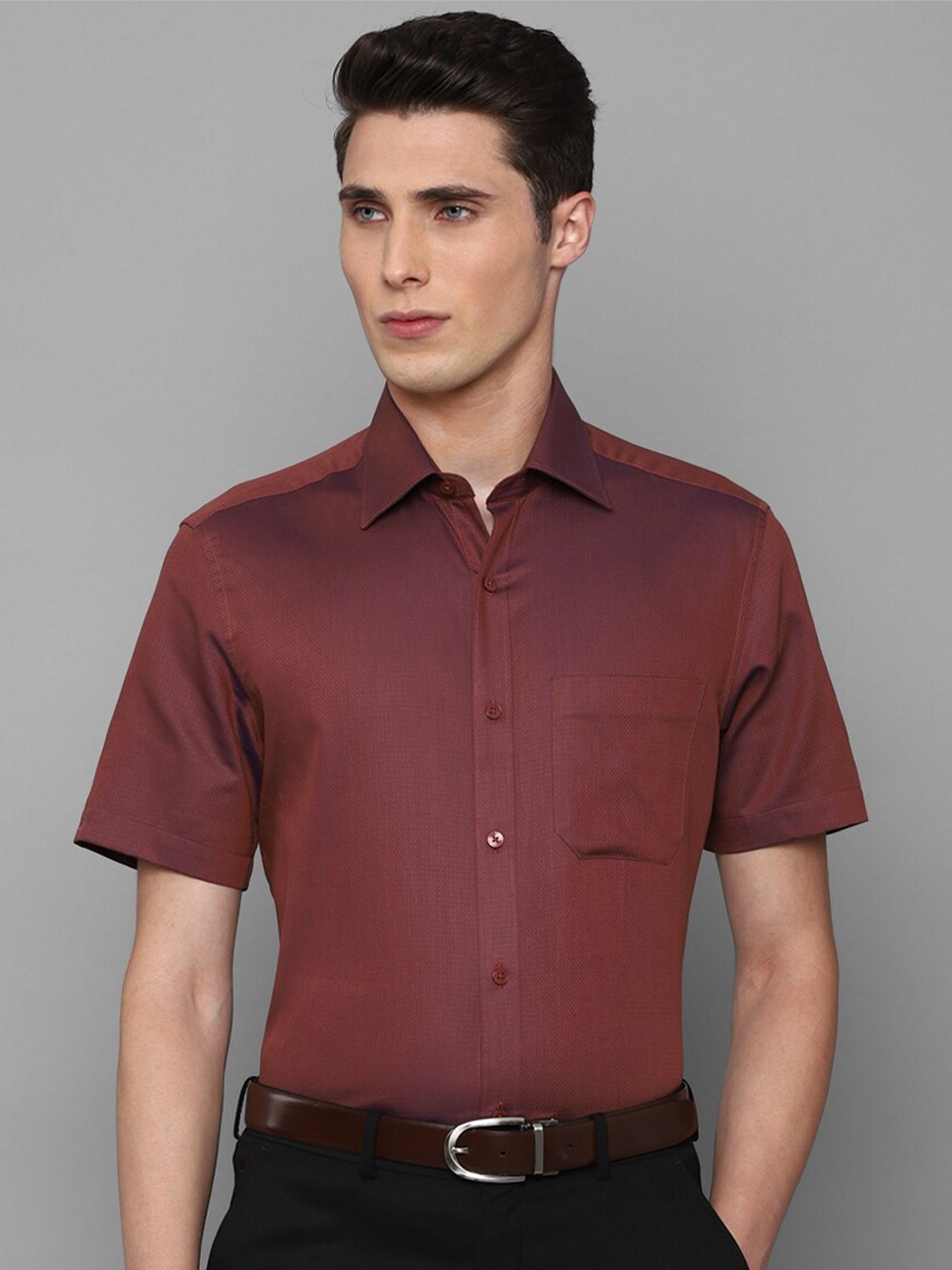 

Louis Philippe Men Maroon Formal Cotton Shirt