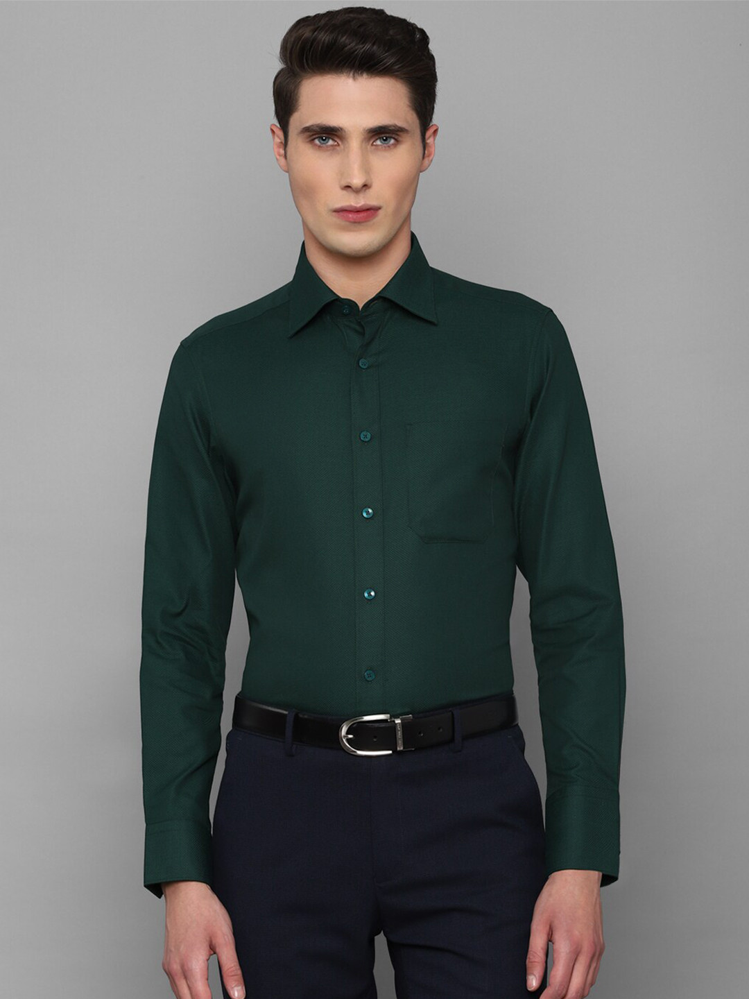 

Louis Philippe Men Green Formal Cotton Shirt