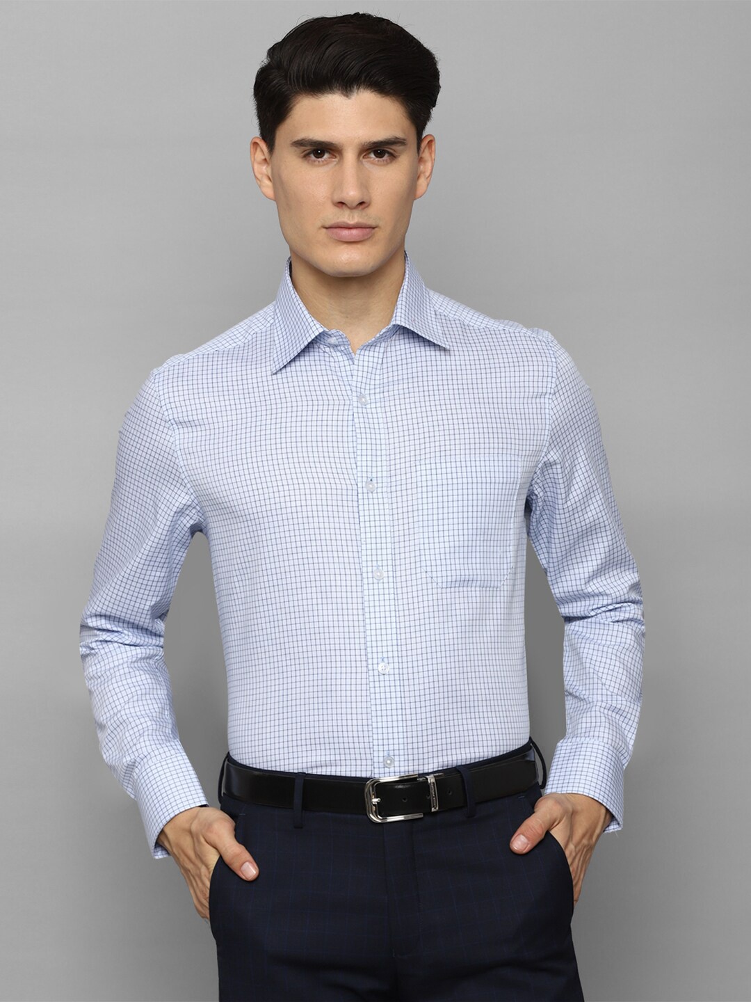 

Louis Philippe Men Blue Striped Formal Cotton Shirt