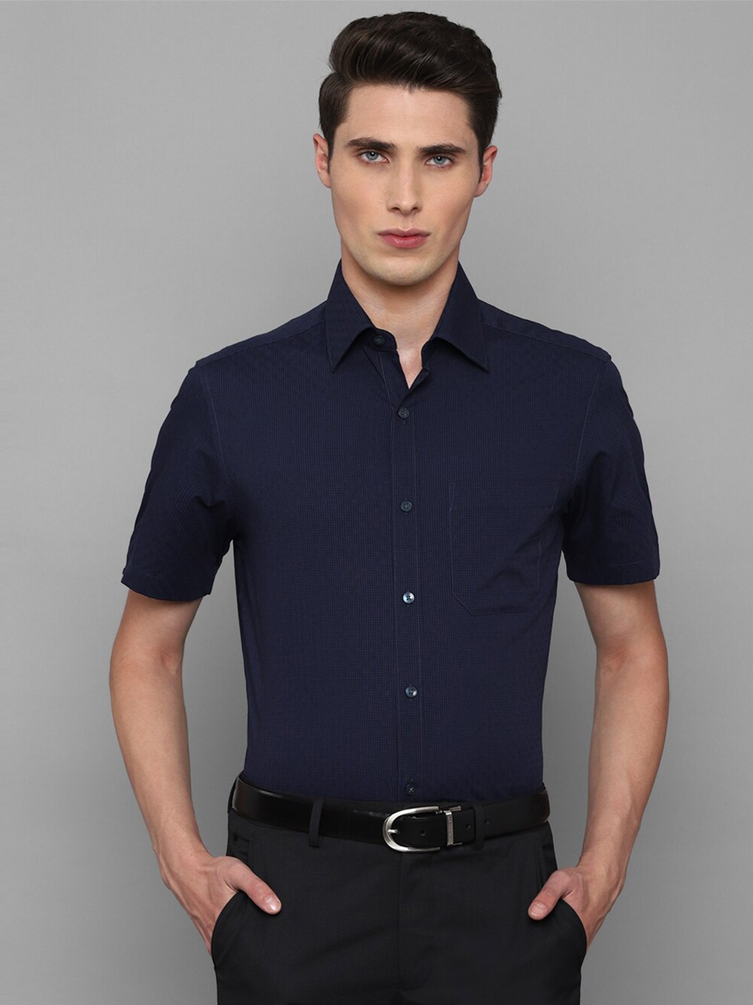 

Louis Philippe Men Navy Blue Formal Cotton Shirt